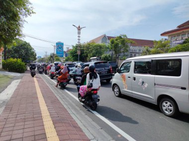 traffic jam on I gusti ngurah rai road during holidays. Bali - Indonesia ; January 1, 2023.
