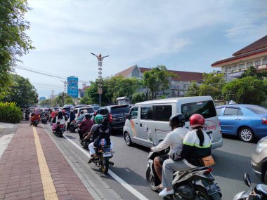 traffic jam on I gusti ngurah rai road during holidays. Bali - Indonesia ; January 1, 2023.