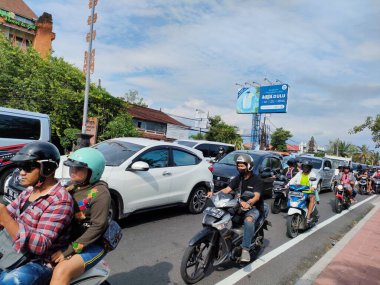 traffic jam on I gusti ngurah rai road during holidays. Bali - Indonesia ; January 1, 2023.
