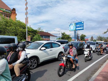 traffic jam on I gusti ngurah rai road during holidays. Bali - Indonesia ; January 1, 2023.