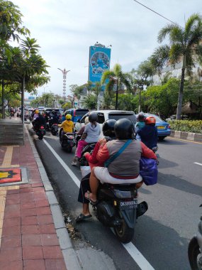 traffic jam on I gusti ngurah rai road during holidays. Bali - Indonesia ; January 1, 2023.