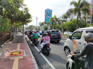 traffic jam on I gusti ngurah rai road during holidays. Bali - Indonesia ; January 1, 2023.