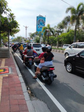 traffic jam on I gusti ngurah rai road during holidays. Bali - Indonesia ; January 1, 2023.