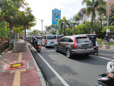 traffic jam on I gusti ngurah rai road during holidays. Bali - Indonesia ; January 1, 2023.