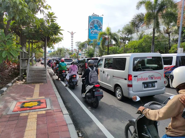 traffic jam on I gusti ngurah rai road during holidays. Bali - Indonesia ; January 1, 2023.
