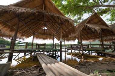 Hut for living beside Huay Tueng Thao Lake, Chiang Mai Province.