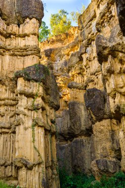 Pha Chor, the rocky cliffs are shaped like huge walls and pillars in Mae Wang National Park, Chiang Mai Province.