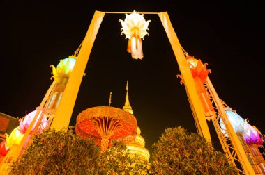Lamphun Saen Duang Lantern Festival of Phra That Hariphunchai Temple in Lamphun Province,Thailand.