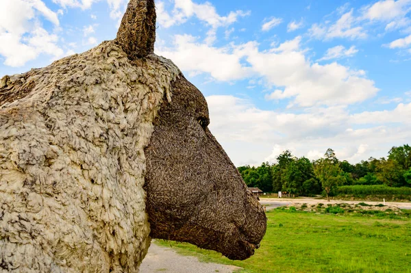 Sheep Straw Puppet with Blue Sky at Chiang Mai Province, Thailand.
