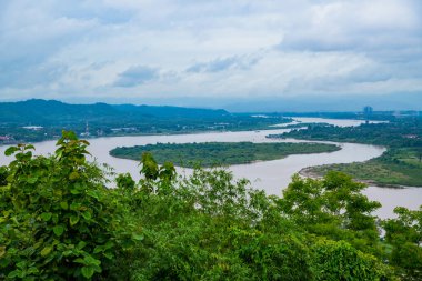 Mekong River View with Chiang Saen City at Chiang Rai Province, Thailand.
