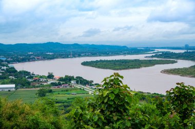 Mekong River View with Chiang Saen City at Chiang Rai Province, Thailand.