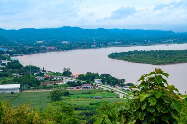 Mekong River View with Chiang Saen City at Chiang Rai Province, Thailand.