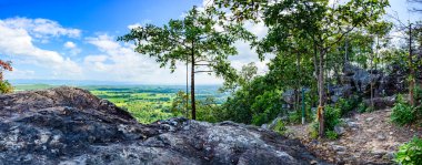 Panorama View of Pha Hua Reua Cliff with Mountain View in Phayao Province, Thailand.