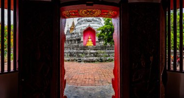 Old Buddha statue of Bupparam temple, Chiang Mai province.