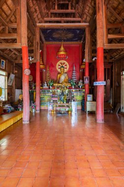 CHIANG MAI, THAILAND - March 19, 2022 : Ancient Buddha statue in Wat Luang Khun Win at Chiangmai Province, Thailand.