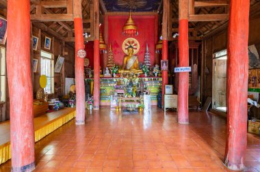 CHIANG MAI, THAILAND - March 19, 2022 : Ancient Buddha statue in Wat Luang Khun Win at Chiangmai Province, Thailand.