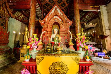 CHIANG MAI, THAILAND - March 27, 2021 : Ancient Buddha Statue of Wat Khun Khong Luang in Hang Dong District, Thailand.