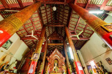CHIANG MAI, THAILAND - March 27, 2021 : Ancient Buddha Statue of Wat Khun Khong Luang in Hang Dong District, Thailand.