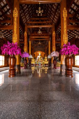 White Buddha statue in Ban Den temple, Chiang Mai province.