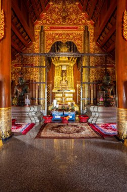 Pra Chao Tan Jai statue in Lanna style building, Chiang Mai province.