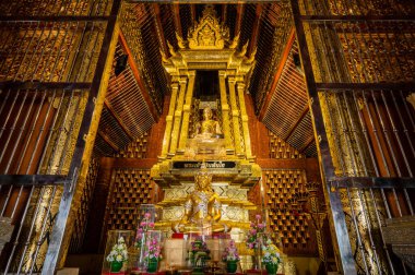 Pra Chao Tan Jai statue in Lanna style building, Chiang Mai province.