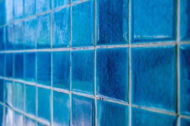 Background of blue ceramic tile, Thailand.