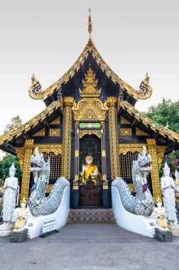 CHIANG MAI, THAILAND - April 10, 2020 : City Pillar Temple or Wat Inthakhin Saduemuang in Chiang Mai Province, Thailand.