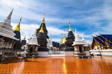 CHIANGMAI, THAILAND - July 21, 2019  : Beautiful pagoda with blue sky in Den Salee Sri Muang Gan temple, Thailand.