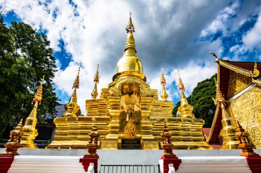 Golden pagoda in Chai Mongkhon temple, Chiangmai province.