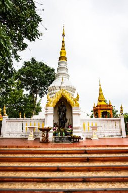 White pagoda in Pra That Doi Pra Chan temple, Lampang province.