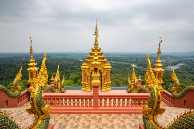 Pra That Doi Pra Chan temple with mountain view, Lampang province.
