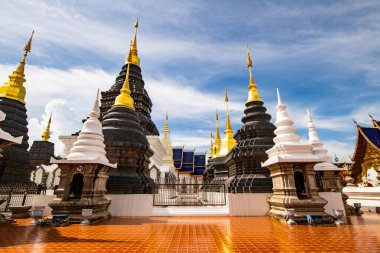 CHIANGMAI, THAILAND - July 21, 2019  : Beautiful pagoda with blue sky in Den Salee Sri Muang Gan temple, Thailand.