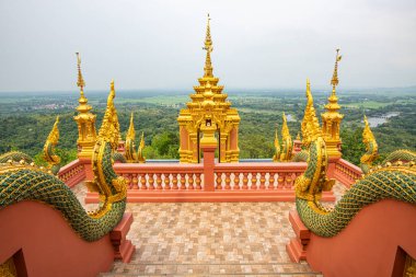 Pra That Doi Pra Chan temple with mountain view, Lampang province.