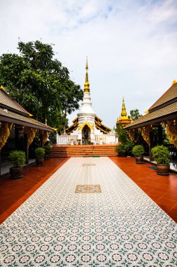 White pagoda in Pra That Doi Pra Chan temple, Lampang province.
