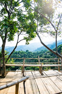 Bamboo platform with mountain view in Pha Hi village, Chiang Rai province.
