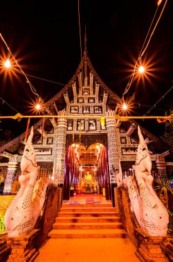 Night scene of Lok Molee temple, Chiang Mai province.