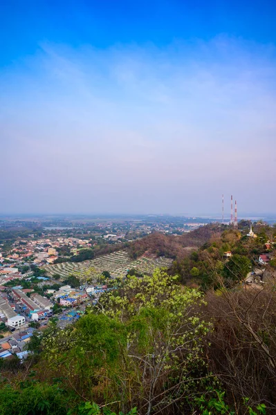 Khiriwong Temple Viewpoint with Nakhonsawan Cityscape, Nakhonsawan Province.