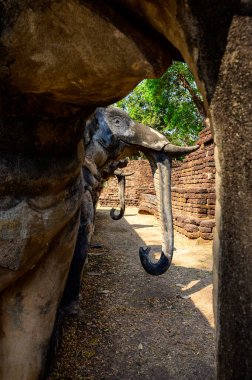 Ancient Elephant Statue in Kamphaeng Phet Historical Park, Thailand