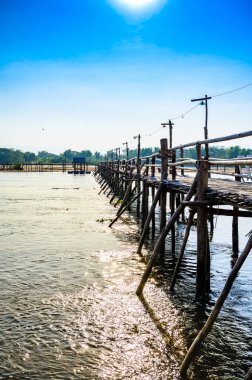 Bamboo bridge over the Ping river at Ban Tak district, Tak province.