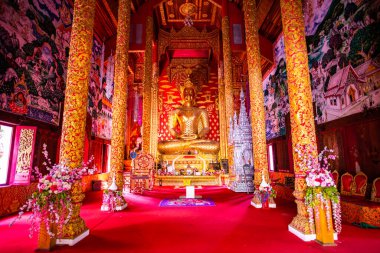 Golden Buddha in in Phrathat Chom Sin temple, Phayao province.