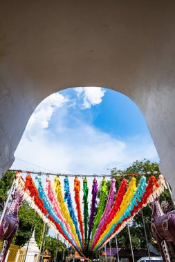 Lanna style door frame of Phra That Hariphunchai temple, Lamphun province.