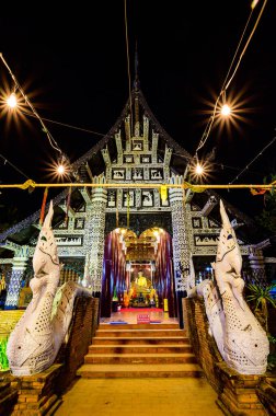 Night scene of Lok Molee temple, Chiang Mai province.