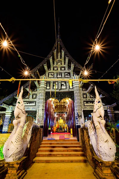 Night scene of Lok Molee temple, Chiang Mai province.