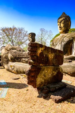 Ancient Buddha statue in Pra Khaeo temple, Kamphaeng Phet province.
