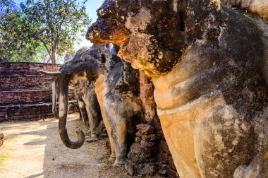 Ancient Elephant Statue in Kamphaeng Phet Historical Park, Thailand
