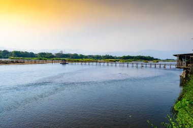 Bamboo bridge over the Ping river at Ban Tak district, Tak province.