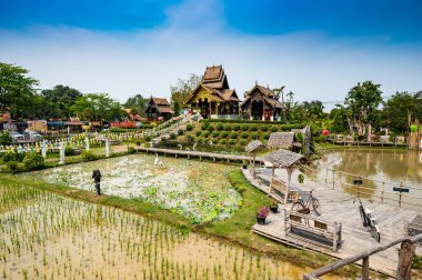 Beautiful park of Tah Mai I temple, Chiang Mai province.