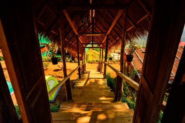 Wooden stair at Doi Sa Ngo viewpoint, Chiang Rai province.