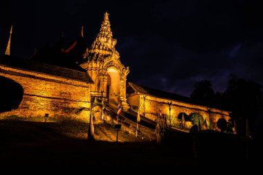 Phra Thad Lampang Luang temple in the night, Thailand.