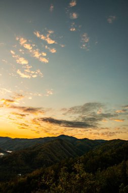 Mountain view  with mist at Wat Phrathat Doi Leng view point, Thailand.